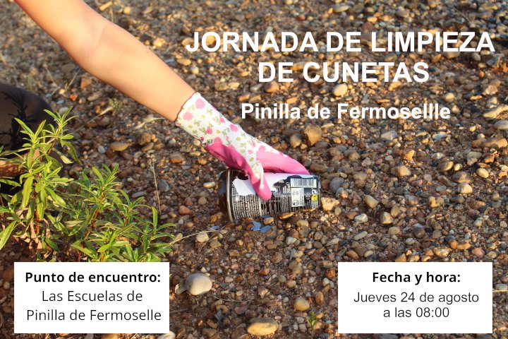 Cartel jornada de limpieza de cunetas Pinilla de Fermoselle Agosto 2023
